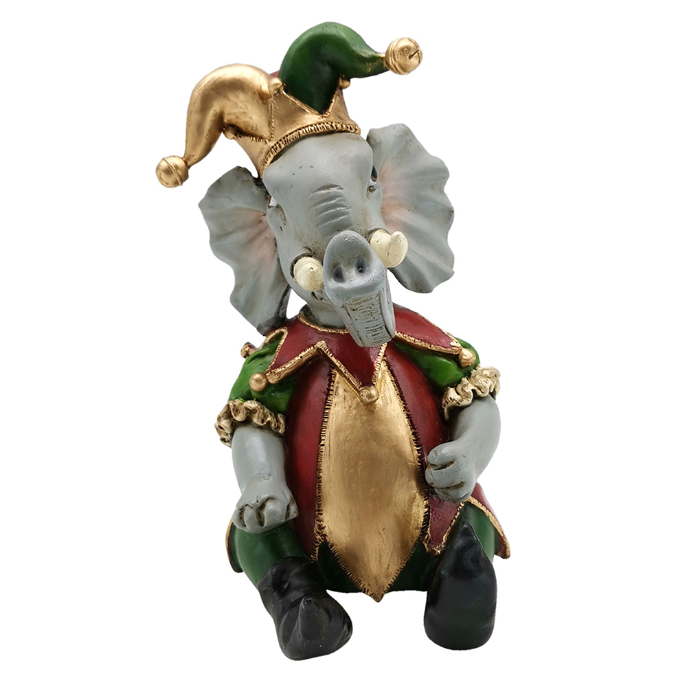 Dekorativní figurka slona v šaškovském kostýmu