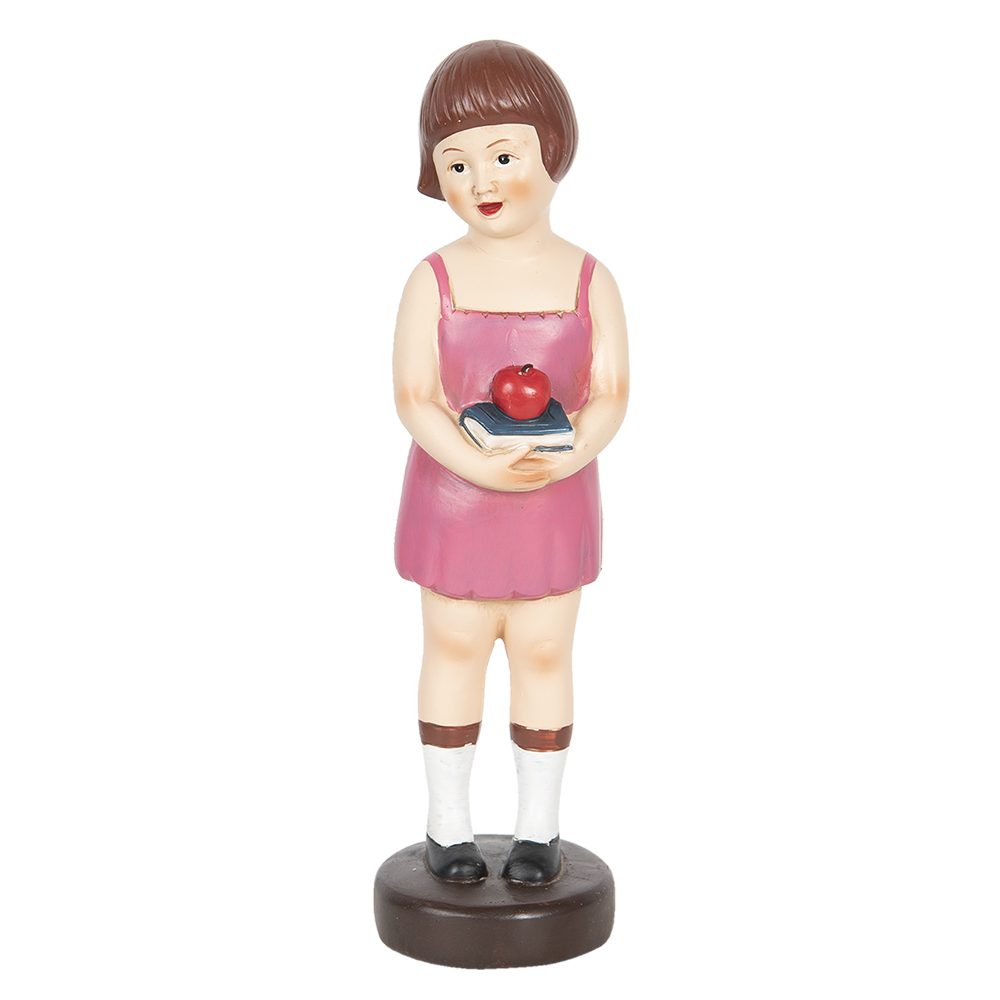 Dekorativní figurka děvčátka s knihou a jablíčkem