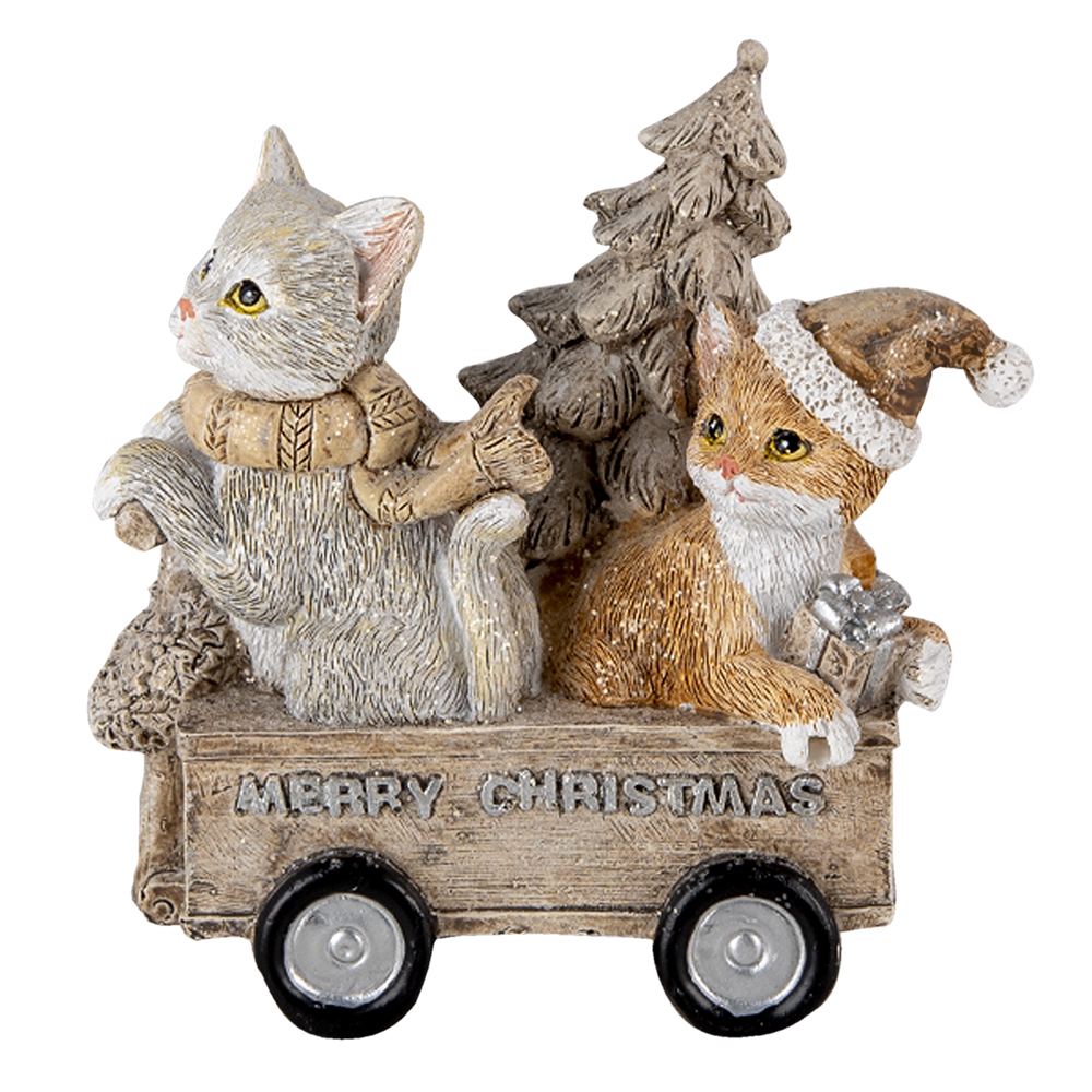 Dekorativní figurka kočiček ve vozíčku